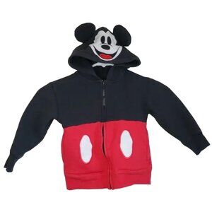 Disney Parks Toddler Boys Mickey Mouse Ears Zip Hoodie Size XS Good used conditi